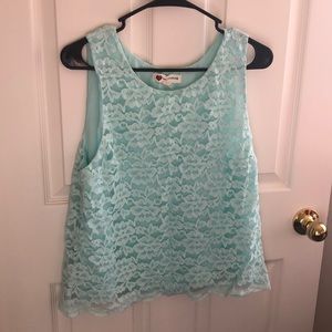 Seafoam lace tank